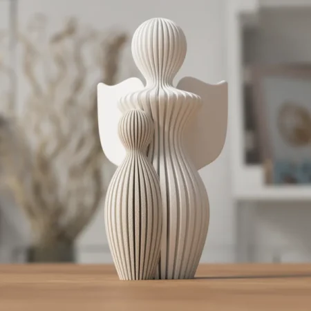 Guardian Angel & Child Sculpture – Modern Minimal Japandi Memorial Ornament