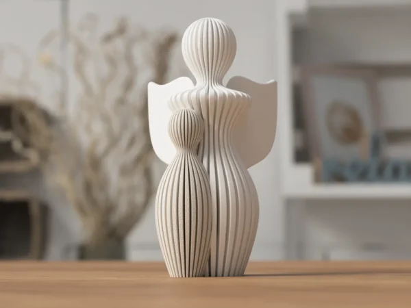 Guardian Angel & Child Sculpture – Modern Minimal Japandi Memorial Ornament