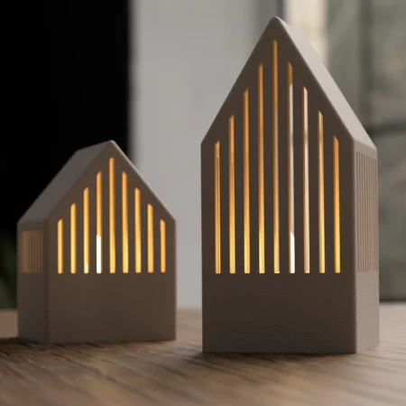 Modern Japandi Tealight Houses – Minimal LED Ambient Décor (Tall, Short or Matching Set)