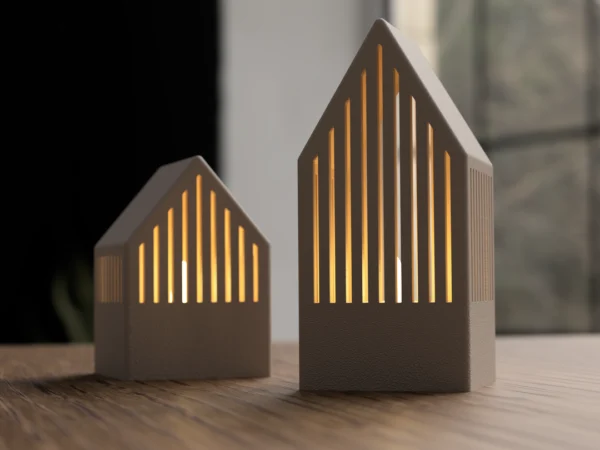 Modern Japandi Tealight Houses – Minimal LED Ambient Décor (Tall, Short or Matching Set)