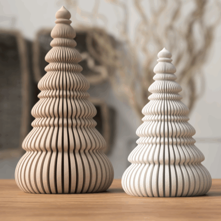 Nordic Japandi Christmas Tree Sculpture – 3D Printed Minimalist Décor (Small & Large)